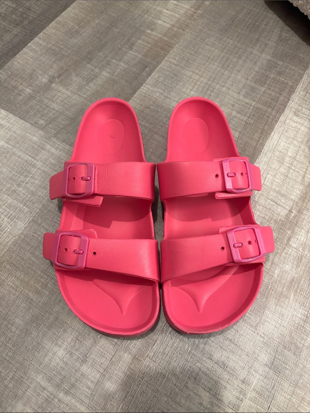 Double Strap Slide Sandals - Bright Pink